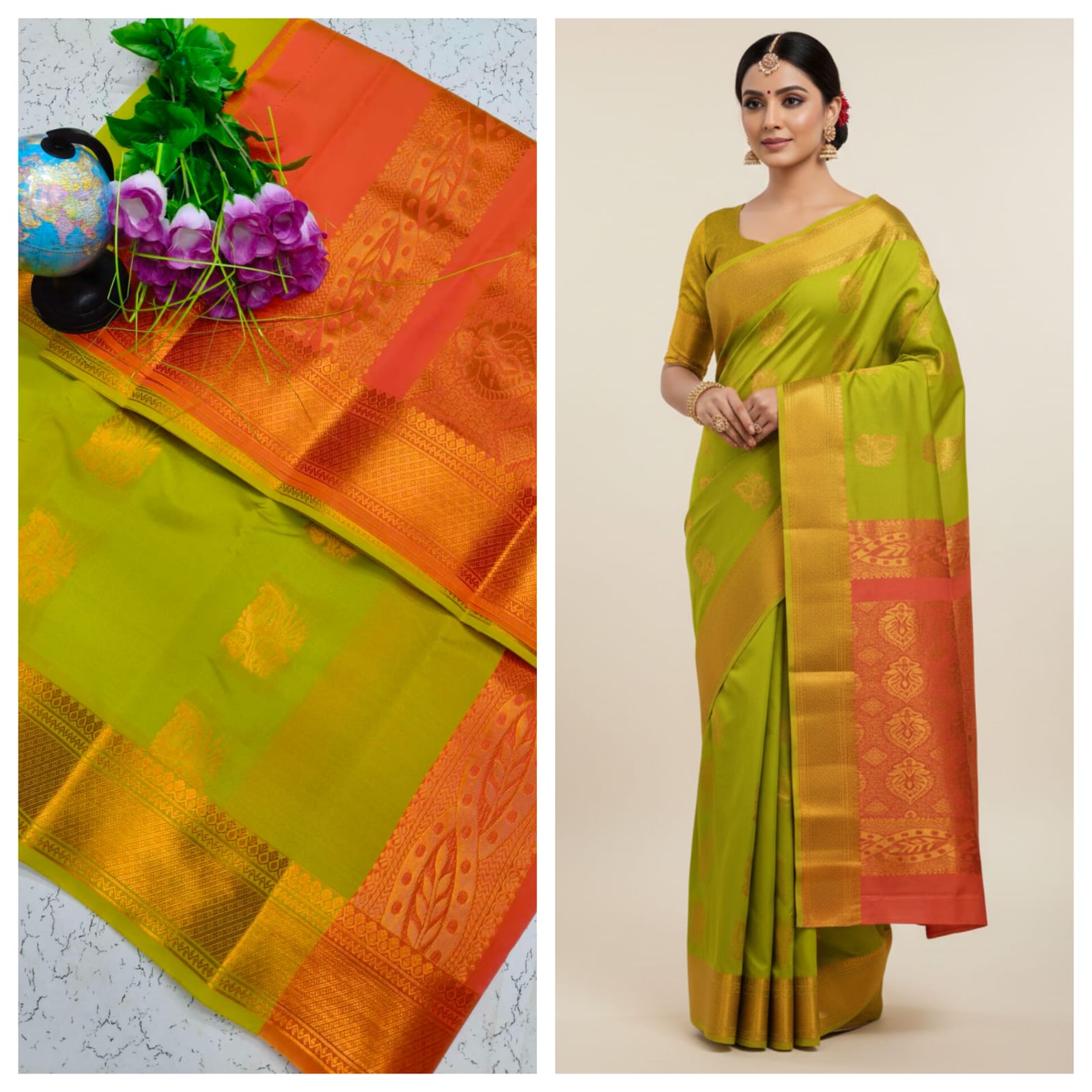 Kotta Cotton Silk Saree Green